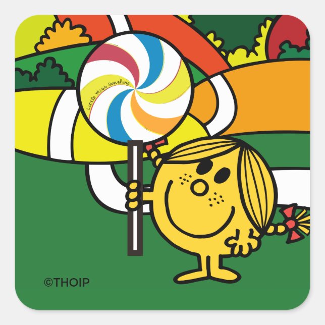 Little Miss Sunshine | Hills & Lollypop Square Sticker (Front)