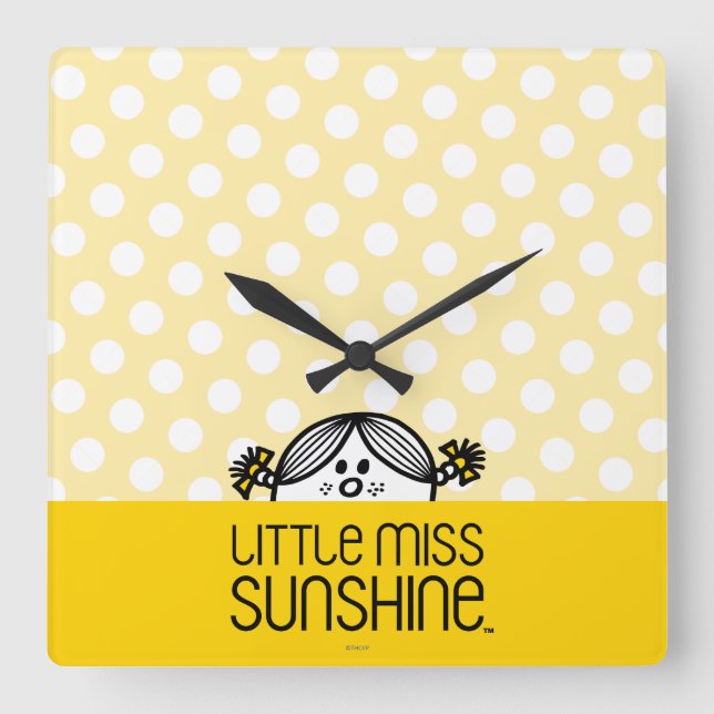 Little Miss Sunshine Peeking Square Wall Clock (Front)