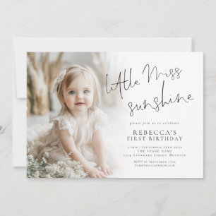 Little Miss Sunshine Photo Overlay 1st Birthday Invitation