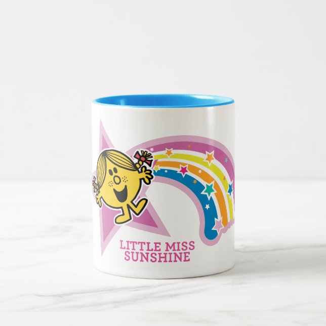 Little Miss Sunshine Rainbows and Stars Two-Tone Coffee Mug (Center)