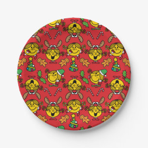 Little Miss Sunshine Red Christmas Pattern Paper Plates