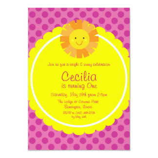 Little Miss Sunshine Sun Invitation Polka Dot