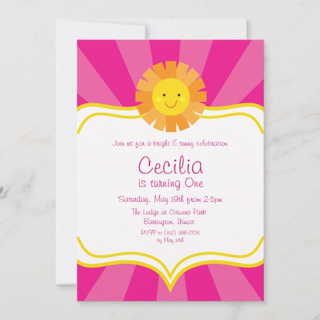 Little Miss Sunshine Sun Invitation Rays Stripes (Front)