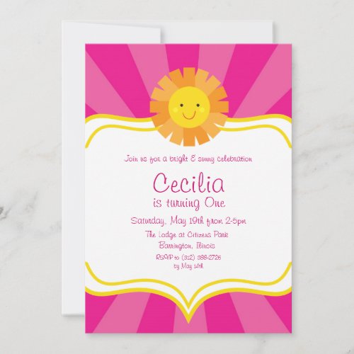 Little Miss Sunshine Sun Invitation Rays Stripes