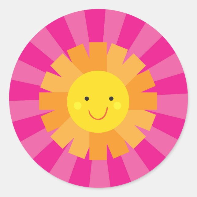 Little Miss Sunshine Sun sticker seals for invite (Front)