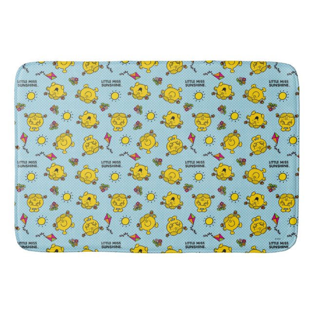 Little Miss Sunshine | Teal Polka Dot Pattern Bathroom Mat (Front)