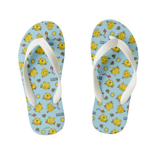 Little Miss Sunshine Teal Polka Dot Pattern Kid's Flip Flops