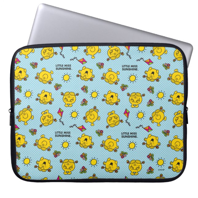 Little Miss Sunshine | Teal Polka Dot Pattern Laptop Sleeve (Front)