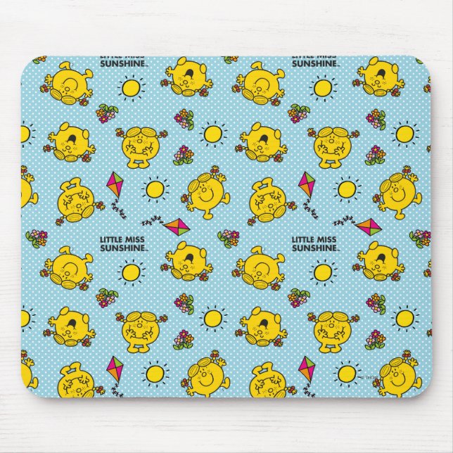 Little Miss Sunshine | Teal Polka Dot Pattern Mouse Pad (Front)
