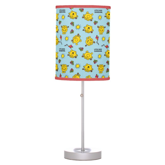 Little Miss Sunshine | Teal Polka Dot Pattern Table Lamp (Front)