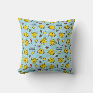 Little Miss Sunshine Teal Polka Dot Pattern Throw Pillow