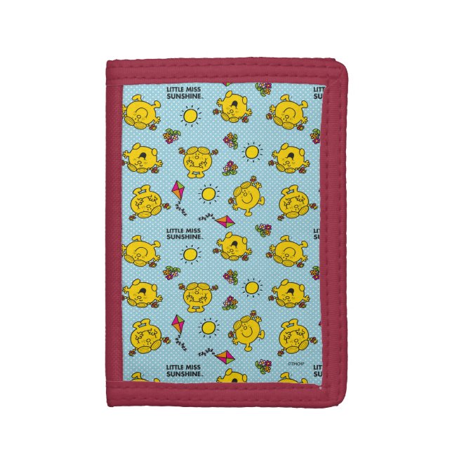 Little Miss Sunshine | Teal Polka Dot Pattern Trifold Wallet (Front Vertical)