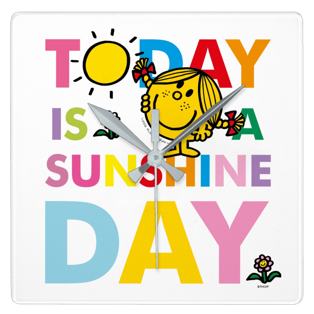 little-miss-sunshine-today-is-a-sunshine-day-square-wall-clock-zazzle