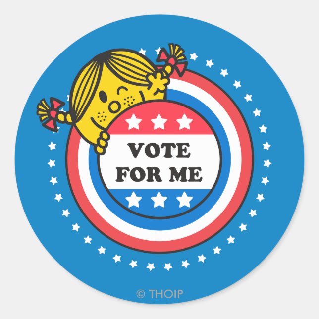 Little Miss Sunshine "Vote for Me" Classic Round Sticker (Front)