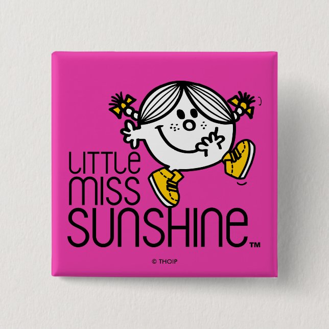 Little Miss Sunshine Walking On Name Graphic Button (Front)