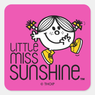 Little Miss Sunshine Walking On Name Graphic Square Sticker