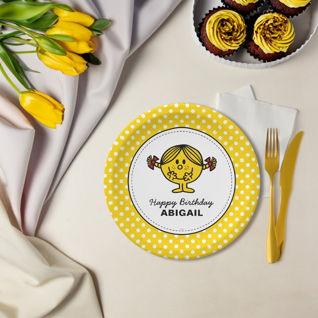 Little Miss Sunshine | Yellow Birthday Paper Plates (Plate on table)