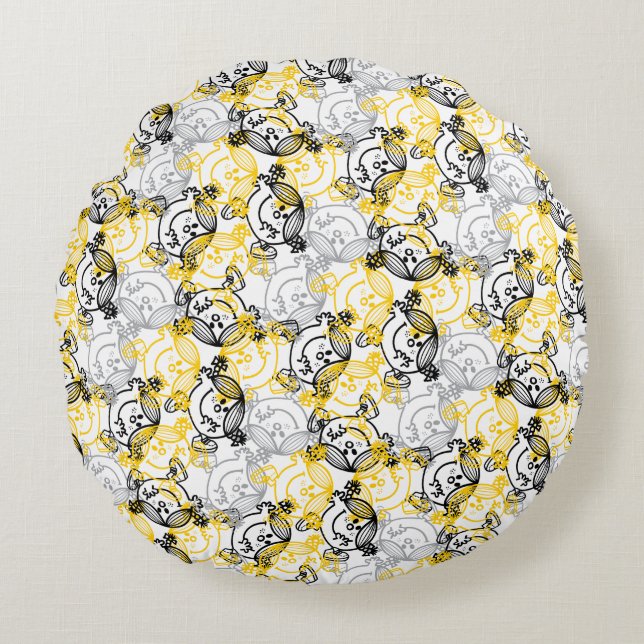 Little Miss Sunshine Yellow Character Pattern Round Pillow (Front)
