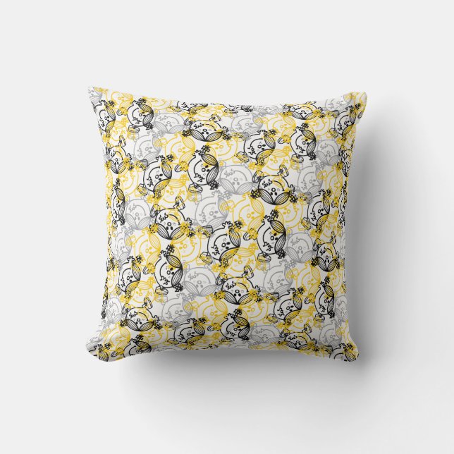 Little Miss Sunshine Yellow Character Pattern Throw Pillow (Front)