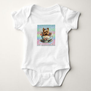 Little Miss Teacup Yorkie Baby Bodysuit