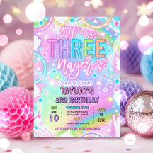 Little Miss Three-nage Neon Rainbow 3rd Birthday