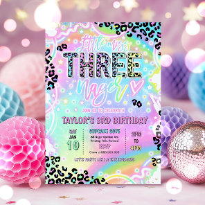 Little Miss Threenage Rainbow Leopard 3rd Birthday Invitation