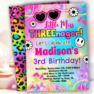 Little Miss Threenager 3rd Birthday Invitation