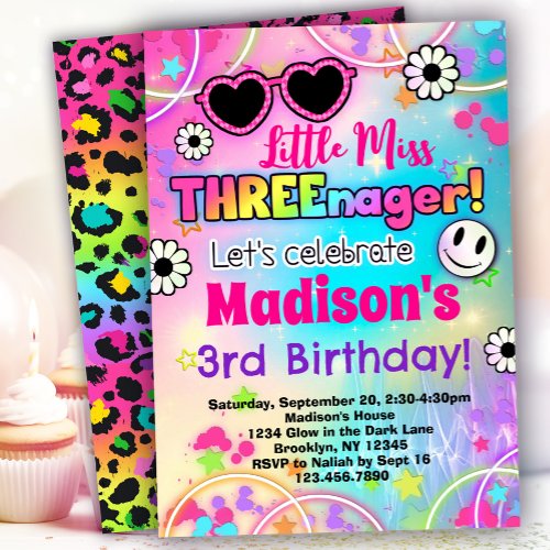 Little Miss Threenager 3rd Birthday Invitation