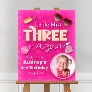 Little Miss Threenager with Photo Welcome Sign