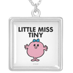 Little Miss Tiny Black Lettering Silver Plated Necklace