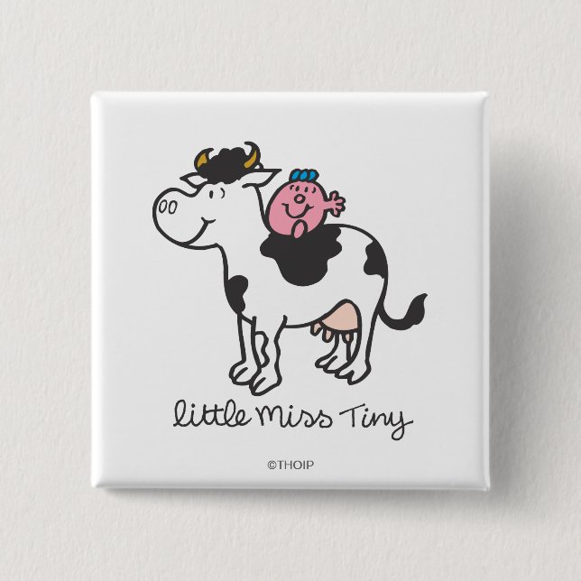 Little Miss Tiny | Cow Riding Pinback Button (Front)