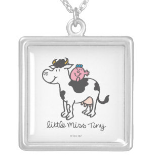 Little Miss Tiny Cow Riding Silver Plated Necklace