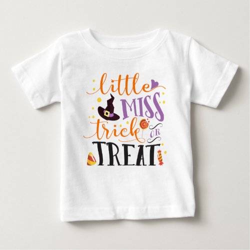 little miss trick or treat cute halloween baby T_Shirt