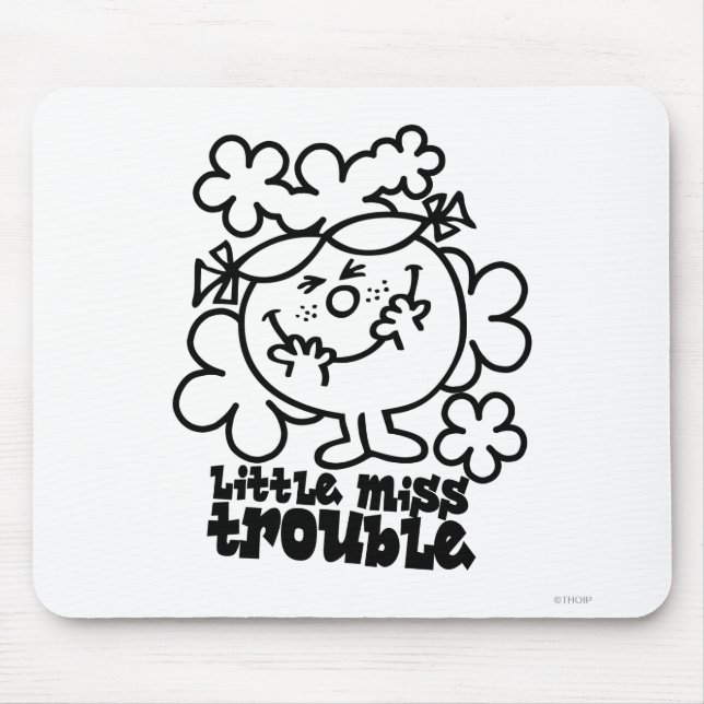 Little Miss Trouble | Black & White Mouse Pad (Front)