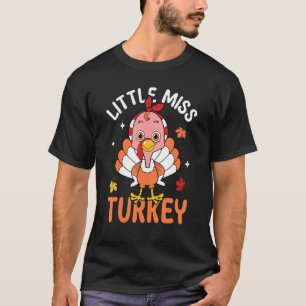 Little Miss Turkey Autumn Fall Thanksgiving Retro  T-Shirt