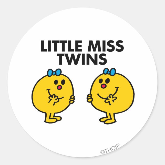 Little Miss Twins | Two Much Fun Classic Round Sticker (Front)