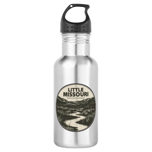 Little Missouri National Grassland Stream Stainless Steel Water Bottle (Front)