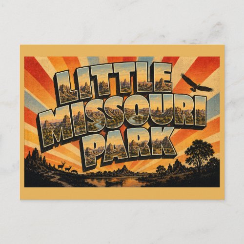 Little Missouri Park ND Badlands River Art Postcard