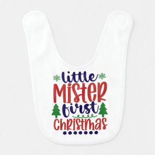 Little Mister First Christmas Baby Boy Bib