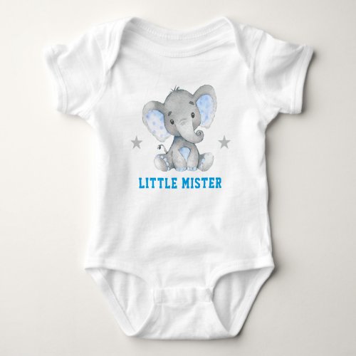 Little Mister Gentleman Blue Boy Elephant Baby Bodysuit