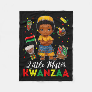 Little Mister Kwanzaa Kinara Candle African Americ Fleece Blanket