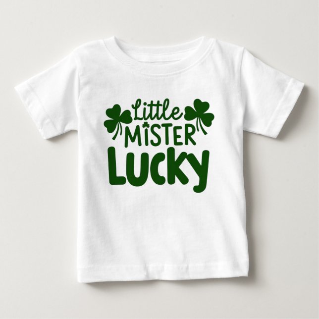 Little Mister Lucky - Cute Shamrocks Baby T-Shirt (Front)