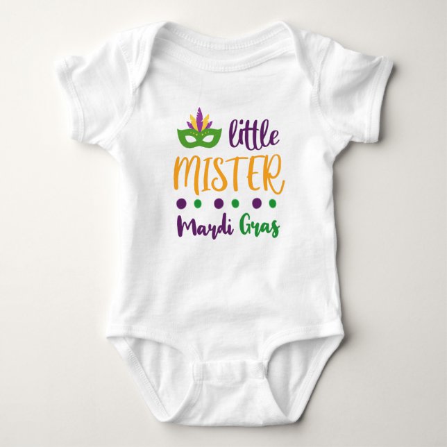 Little Mister Mardi Gras // Fun Cute Baby Bodysuit (Front)
