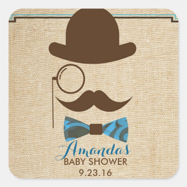 Little Mister Moustache Baby shower favor stickers (Front)