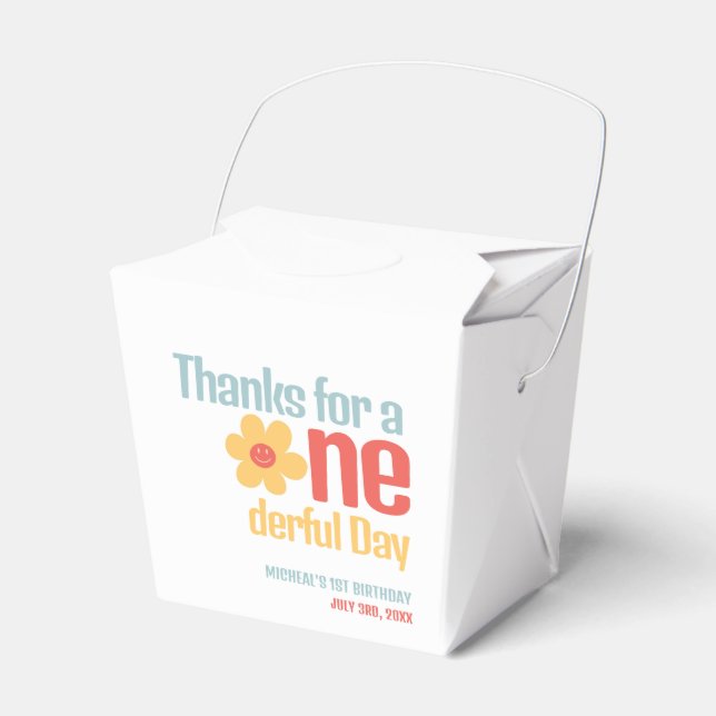 Little Mister Onederful Groovy First Birthday Favor Boxes (Front Side)