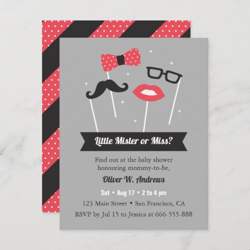 Little Mister or Miss Photo Props Baby Shower Invitation