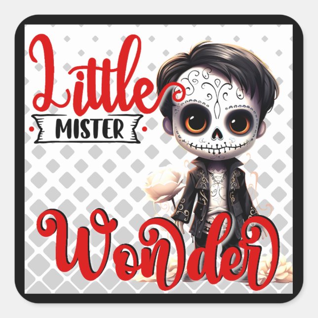 Little Mister _ Sugar Skull  Square Sticker (Front)