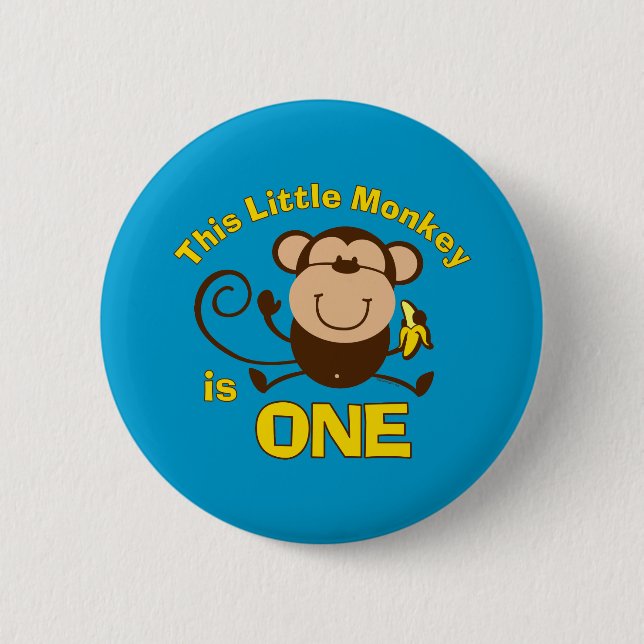 Little Monkey 1st Birthday Boy Button (Front)