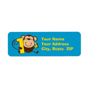 Little Monkey 1st Birthday Boy Custom Label