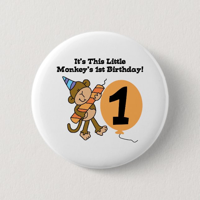 Little Monkey 1st Birthday Button (Front)